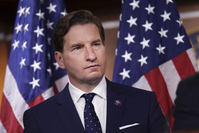 Dean Phillips, D- Minn., attends a news conference on Iran negotiations on Capitol Hill, April 6, 2022, in Washington, D.C. Phillips, who has openly blamed other Republicans for the attack on the Capitol, said Wednesday that no one has shown more "honor...