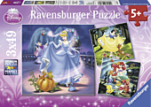Disney Princess - Snow White, Cinderella and Ariel 3x49 Piece Jigsaw Puzzle